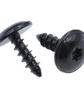 Close-up of black 30 Piece T25 Self Tapping Torx Screws for Fender Liner Splash Shield and Bumper Cover, compatible with VW Audi Porsche