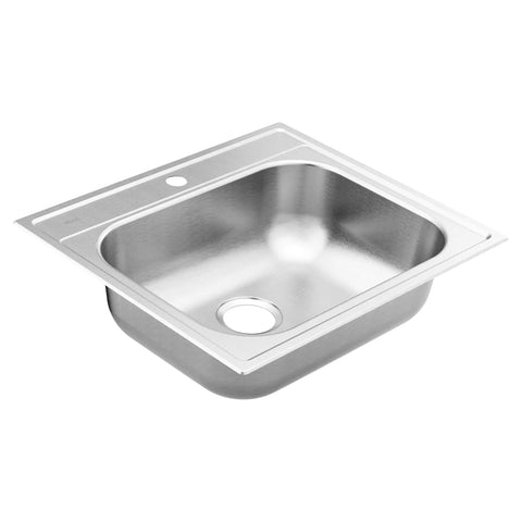 2000 Series 25 Inch 20 Gauge Drop In Stainless Steel Kitchen Sink With Quick Mount Single Bowl 1 Hole Noise Reducing Sound Shield