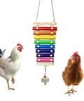 Chicken Xylophone Toy For Hens hangable wood xylophone with eight metal keys and grinding stone in rainbow color