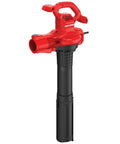 Red 3-In-1 Leaf Blower Vacuum Mulcher With Backpack Design for yard cleanup, corded electric, up to 260 MPH, 450 CFM, tool-free conversion.