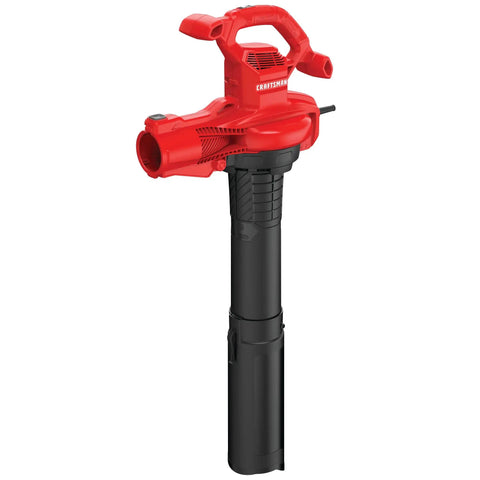 Red 3-In-1 Leaf Blower Vacuum Mulcher With Backpack Design for yard cleanup, corded electric, up to 260 MPH, 450 CFM, tool-free conversion.