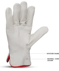 Badass 12 Pair Leather Work Gloves Built Like A Tank Deliver Heavy Duty Non Slip Grip For Grinding Construction Jobs Rugged Yard Labor And Warehouse Shifts Large Fit, showing cowhide leather material and keystone thumb design.