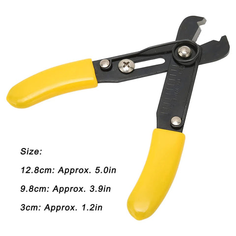 No Fuss Wire Strippers With A Comfort Rubberized Handle And High Precision Single Hole Cutter, black alloy, yellow rubber grip