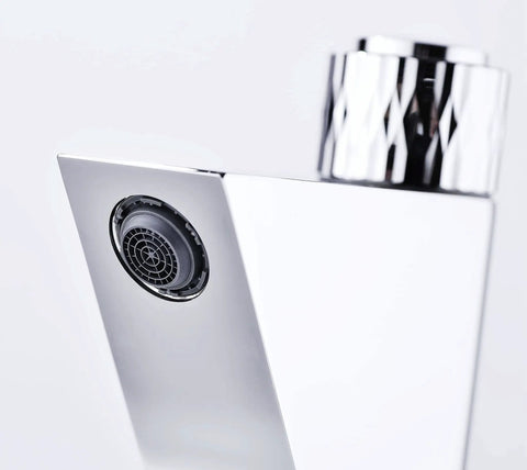Close-up of Digital Temperature Faucet For Single Hole Bathrooms With LED Temperature Display And Memory Control, chrome finish