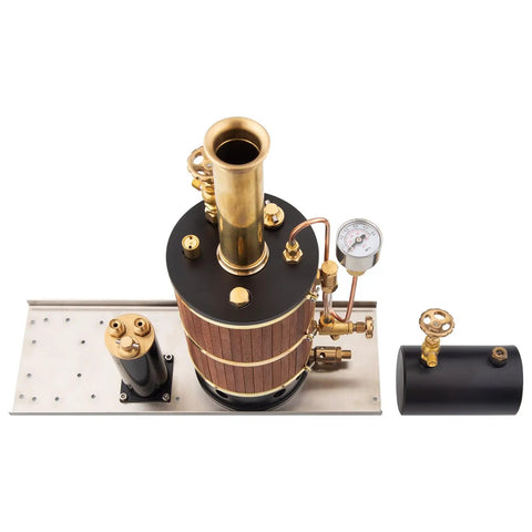 230ML Vertical Steam Boiler For Ship Engine Model Brass Power Boiler System With Heat Recovery Steam Generator Old School Marine Grade Design For Adults Engineers And Hobbyists, brass boiler on base
