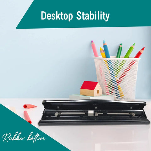 Workhorse 3 Hole Punch For Binders Heavy Duty Metal Hole Puncher With 10 Sheet Capacity beside pencils and pen holder