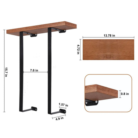 Dimensions and details of Wall Mounted Towel Rack With Wooden Shelf For Bathroom Organization Dope Heavy Duty Metal Towel Holder