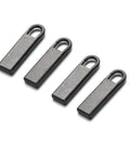 Zipper Pull Replacement Metal Handle Kit for Luggage and Bags 4 Pack Zinc Alloy With Steel Spring Vintage Black Gloss Finish