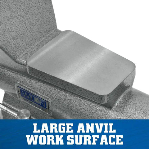 Mechanics Pro Bench Vise 10 Inch Jaw with 12 Inch Width and 5 And A Quarter Inch Opening Model 8100M Gray Heavy Duty Ductile Iron Enclosed Spindle Precision Slide Bar Keeps Front Jaw Steady for Smooth Operation