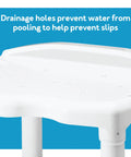 Top view of Heavy Duty Bath Seat and Shower Chair for Inside Tub showing drainage holes and non-slip design