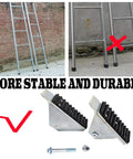 Anti Skid Ladder Feet Replacement Shoes Kit for Extension Ladders, aluminum foot pads enhancing grip and stability on ground