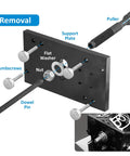 M8 Engine Inner Camshaft Bearing Installer And Puller Tool with visible window, components laid out, focus on support plate and puller.