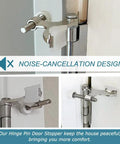 Built Like A Tank Hinge Pin Doorstops 8 Pack Brushed Nickel Adjustables showing noise-cancellation design and durable zinc alloy material.