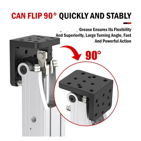 90 Degree Flip Side Pose Cylinder FCZ32 DHRC32 LCZ32 Pneumatic Manipulator Accessory Rack Hinge detail showing smooth rotation joint.