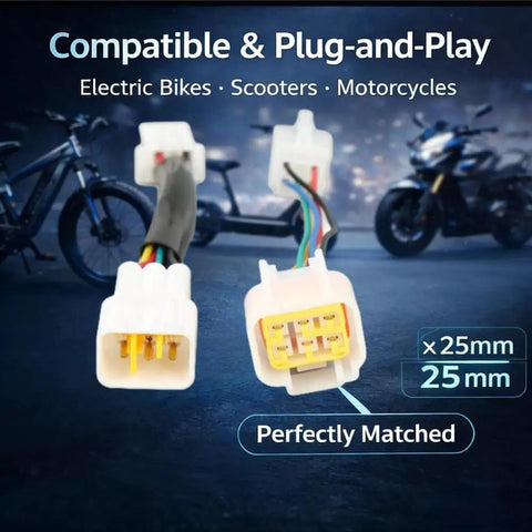 Two Pack Dope Electric Motorcycle Controller Connector Set Waterproof IP67 Hall Sensor Adapter For Electric Bikes, Scooters, And Motorcycles, 165mm Cable Length, Compact 25x25mm Male And Female Heads