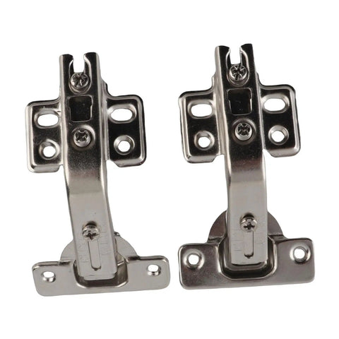 135 Degree Corner Cabinet Hinge Set for Kitchen and Bath, Tough as Nails Cold Rolled Steel 2 Pack, angled view.