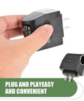 Direct Replace Car Cigarette Lighter Socket Power Inverter plugs in hand showing compact 220V to 12V adapter for vehicles.