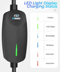 Level 2 EV Charger 32Amp with LED light display showing charging status in black, IP66 waterproof for home use