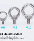 M8 Metric Lifting Eye Bolt Set In 304 Stainless Steel Ring Eyebolt For Rigging Hoisting And Machinery Applications