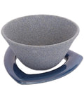 Japanese Ceramic Coffee Filter With Reusable Blue Dripper Stand And Eco Friendly Micropore Design For A Smooth Next Level Pour Over Brew That Truly Hits Different in grey ceramic with blue stand.