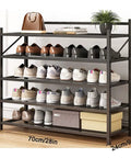 Heavy Duty 5 Tier Shoe Rack For Entryway And Closet with carbon steel frame, storing various shoe types neatly organized.
