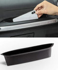 Passenger Storage Tray Organizer For 2011 To 2018 Jeep Wrangler JK JKU installed on grab handle, showing black ABS material and phone storage
