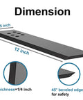 Countertop support bracket 4-pack, 12 in L x 2.5 in W, 1/4 in thick, black bevel-edge with screw holes, screws included