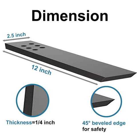 Countertop support bracket 4-pack, 12 in L x 2.5 in W, 1/4 in thick, black bevel-edge with screw holes, screws included