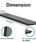 Heavy Duty Hidden Knee Wall Countertop Brackets Three Pack Twelve Inch Long By Two Point Five Inch Wide Three Eighths Inch Thick Black Steel Supports Quartz Granite Wood Concrete Countertops Screws Included, showing dimensions and bevel