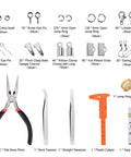 All In One Jewelry Making Kit With Pliers, Findings, Beading Wires And Repair Tools For Adults And Beginners shown with accessories