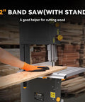 12-Inch Band Saw With Stand, Beefy 7 Amp Two-Speed Benchtop For Woodworking And Metal Cutting, 1 HP Motor Delivers Fast, Clean Cuts