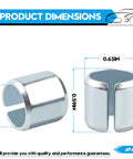 Front view of four steel cylinder head dowel alignment pins, 0.625 in OD, 0.5 in height for GM LS engines