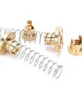 Anti Backlash T8 Brass Nut Replacement Kit With High Tension Springs for 3D Printers and CNC Mills, includes four nuts and two springs.
