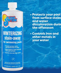 Pool Winterizing Kit For Above Ground And In Ground Pools All In One Chemistry Set Up To 15,000 Gallons bottle with stain-away