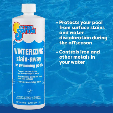 Pool Winterizing Kit For Above Ground And In Ground Pools All In One Chemistry Set Up To 15,000 Gallons bottle with stain-away
