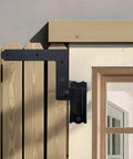 Blind Shutter Hinge for Wood Frame and Brick, steel construction with 2-1/8 inch offset, powder-coated matte black finish on wood shutter