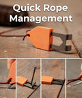 Rope Anchor Hook For Chalk Line Use One Handed Rope Fixation Tool Portable Marking Hook For Carpentry Roofing And Building Projects Fast Secure Lock No Helper Needed, shown in bright orange with steel pin close-up.