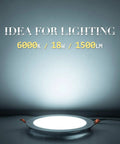 8 Inch LED Recessed Light With Junction Box, 8 Pack Ultra Thin Canless Wafer Downlight, 6000K Daylight, 18W, Non Dimmable, Slim Ceiling LED Lighting, High Brightness 1500LM, CRI80 illuminating against a grey background
