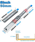 Badass Heavy Duty Full Extension Drawer Slides 26 Inch Pair with dimensions clearly shown for installation and usage.