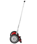 Side view of 14 Inch Push Reel Lawn Mower With 5 Blade Ball Bearing Reel, Adjustable Cutting Height 0.5 To 1.75 Inches, Lightweight 8.5 Inch Wheels.