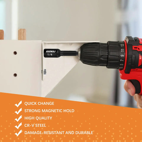 17 Piece Magnetic Nut Driver Set for SAE and Metric used in drill with CR V Steel bit