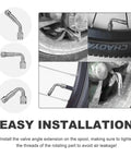 Six Pack Valve Stem Extenders Universal Tire Valve Extensions 45 Degree 90 Degree 135 Degree Angles For Cars, Motorcycles, And Scooters Copper Nickel Plated Adapters, Corrosion Resistant Car Accessories.