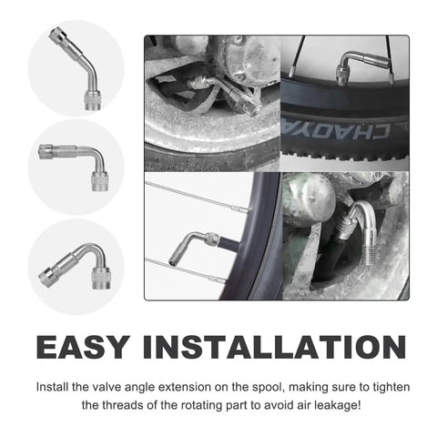 Six Pack Valve Stem Extenders Universal Tire Valve Extensions 45 Degree 90 Degree 135 Degree Angles For Cars, Motorcycles, And Scooters Copper Nickel Plated Adapters, Corrosion Resistant Car Accessories.