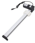 Beefy Heavy Duty Electric Linear Actuator Featuring 400mm Stroke And 2000N Load Capacity For Electric Recliner Replacement, side view with motor and connector.