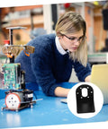 Person using laptop with DIY robot and 37 motor mounting bracket
