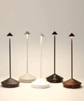 Five Pina Pro Cordless LED Table Lamp Rust Finish With Touch Dimming, Durable Powder Coated Aluminum, Indoor Outdoor Use