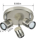 Industrial Dope 3 Light Track Lighting Fixture With GU10 Bulbs Included, adjustable ceiling spotlight dimensions shown.