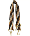 Wide Adjustable Jacquard Purse Strap For Women With Gold Hardware Thick Woven Crossbody Bag Replacement Strap In Leaf Brown Straight Fire Everyday Essential, featuring diamond pattern.