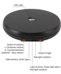 Super Sleek Led Rotating Display Stand With Glow Feature Noiseless Turntable For Jewelry And Cosmetics 25cm Black top view with controls