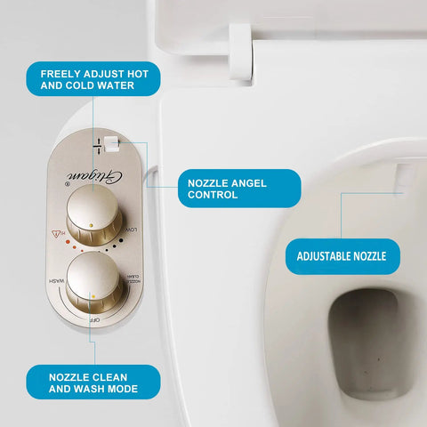 Ultra Slim Toilet Bidet Attachment With Warm Water And Cold Water Non Electric Front And Rear Wash Retractable Nozzle
